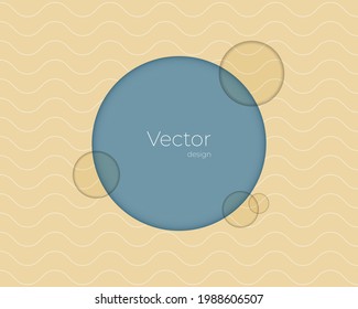 Neutral beige blue background with waves, for your design, template, place for an inscription, label, packaging, banner, backdrop.