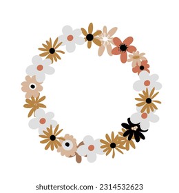 Neutral Beige Simple Minimalistic Floral Doodle natural elements foe designs botanical plants, stem, buds vector set collection. 