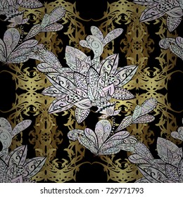 Neutral, black and gray and golden pattern. Elegant vector classic pattern. Seamless abstract background with repeating elements.