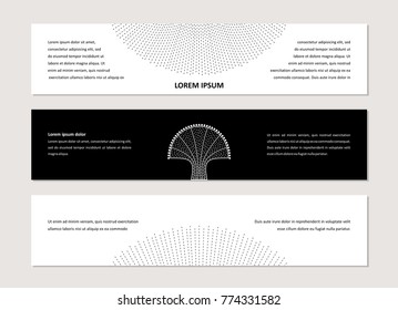 The neutral black-and-white corporate identity with the stylized tree.  Cover for banners, flyers. Vector.