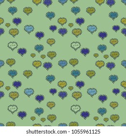 Neutral, blue and black. Vector fancy love shape seamless pattern background. Valentines Day.
