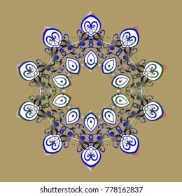 Neutral, blue and gray colors. Vector illustration. Christmas pattern with snowflakes abstract background. Holiday design for Christmas and New Year fashion prints. Neutral, blue and gray snowflakes.