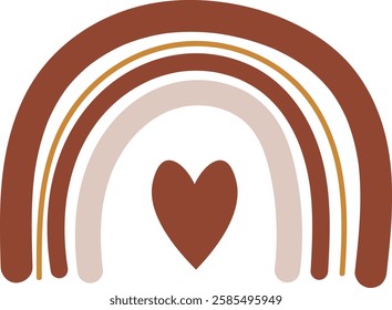 Neutral Boho Rainbow with Heart Design