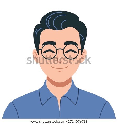 Neutral calm man face expression male emotions handsome cartoon character vector