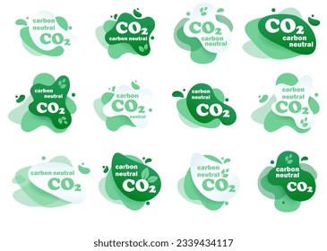 Neutral carbon CO2 stamp. Stiker neutral carbon dioxyde footprint .