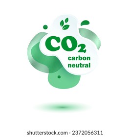 Neutral carbon CO2 stamp. Stiker neutral carbon dioxyde footprint .