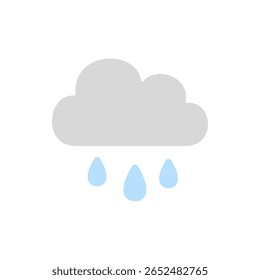 Nuvem neutra com pingos de chuva médios caindo. Representa chuva ou garoa regular, ótimo para widgets de previsão ou cenas da natureza.
