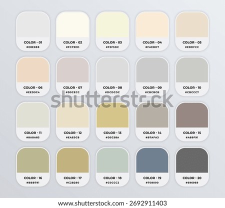 Neutral color codes shades guide palette catalog with color names