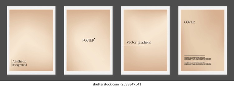 Fondo de gradación de color neutro. Bolsa de gradiente desnuda para póster. Kit de diseño de Anuncio de café. Cubierta de Vertical bronceada y colección de diseño de fondo suave y delicado. Patrón de libro de otoño de lujo taupe