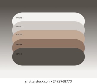 Neutrales Farbschema hat fünf schöne Farben, ein Farbmuster, Katalogmuster und trendige mehrfarbige Paletten. Vektorillustration