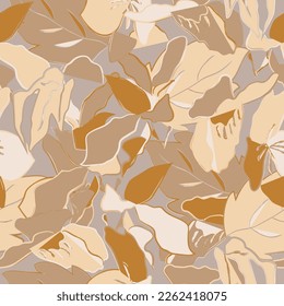 Neutral colored floral seamless pattern. Calm boho earthy tone color wallpaper. Simple modern unisex flower design. design for fabric , wallpaper. 