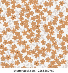 Neutral colored floral seamless pattern. Calm boho earthy tone color wallpaper. Simple modern flower design. design for fabric, wallpaper, wrapping.