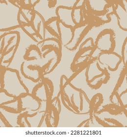 Neutral Colour Abstract Floral seamless pattern design for fashion textiles, graphics, backgrounds and crafts