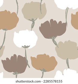 Neutral Colour Abstract Floral seamless pattern design for fashion textiles, graphics, backgrounds and crafts