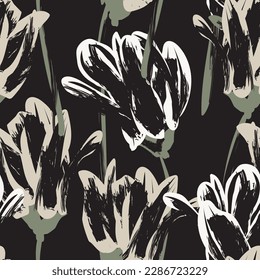 Neutral Colour Abstract Floral seamless pattern design for fashion textiles, graphics, backgrounds and crafts