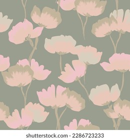 Neutral Colour Abstract Floral seamless pattern design for fashion textiles, graphics, backgrounds and crafts