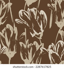 Neutral Colour Abstract Floral seamless pattern design for fashion textiles, graphics, backgrounds and crafts