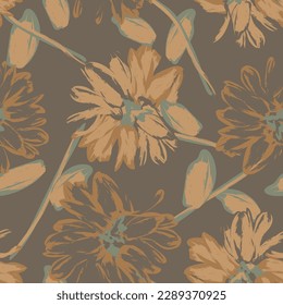 Neutral Colour Abstract Floral seamless pattern design for fashion textiles, graphics, backgrounds and crafts