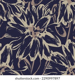 Neutral Colour Abstract Floral seamless pattern design for fashion textiles, graphics, backgrounds and crafts