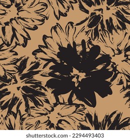 Neutral Colour Abstract Floral seamless pattern design for fashion textiles, graphics, backgrounds and crafts