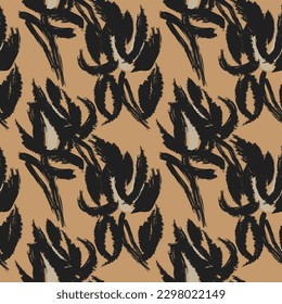 Neutral Colour Abstract Floral seamless pattern design for fashion textiles, graphics, backgrounds and crafts