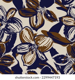 Neutral Colour Abstract Floral seamless pattern design for fashion textiles, graphics, backgrounds and crafts