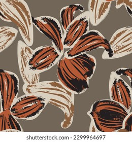 Neutral Colour Abstract Floral seamless pattern design for fashion textiles, graphics, backgrounds and crafts