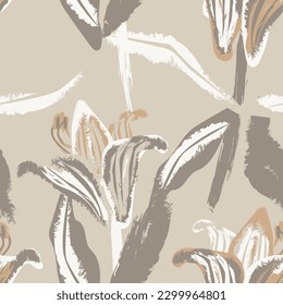 Neutral Colour Abstract Floral seamless pattern design for fashion textiles, graphics, backgrounds and crafts