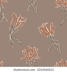 Neutral Colour Abstract Floral seamless pattern design for fashion textiles, graphics, backgrounds and crafts