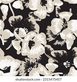 Neutral Colour Abstract Floral seamless pattern design for fashion textiles, graphics, backgrounds and crafts