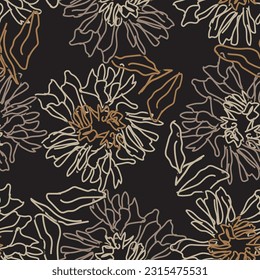 Neutral Colour Abstract Floral seamless pattern design for fashion textiles, graphics, backgrounds and crafts