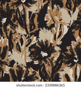 Neutral Colour Abstract Floral seamless pattern design for fashion textiles, graphics, backgrounds and crafts