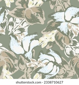 Neutral Colour Abstract Floral seamless pattern design for fashion textiles, graphics, backgrounds and crafts