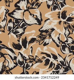 Neutral Colour Abstract Floral seamless pattern design for fashion textiles, graphics, backgrounds and crafts