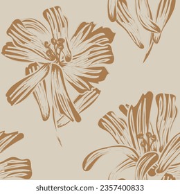 Neutral Colour Abstract Floral seamless pattern design for fashion textiles, graphics, backgrounds and crafts