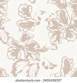 Neutral Colour Abstract Floral seamless pattern design for fashion textiles, graphics, backgrounds and crafts