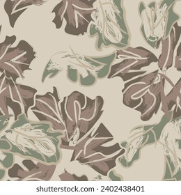 Neutral Colour Abstract Floral seamless pattern design for fashion textiles, graphics, backgrounds and crafts