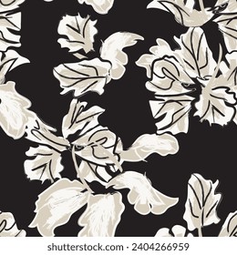 Neutral Colour Abstract Floral seamless pattern design for fashion textiles, graphics, backgrounds and crafts