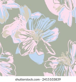 Neutral Colour Abstract Floral seamless pattern design for fashion textiles, graphics, backgrounds and crafts