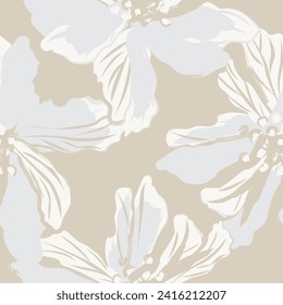 Neutral Colour Abstract Floral seamless pattern design for fashion textiles, graphics, backgrounds and crafts