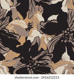 Neutral Colour Abstract Floral seamless pattern design for fashion textiles, graphics, backgrounds and crafts
