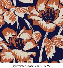 Neutral Colour Abstract Floral seamless pattern design for fashion textiles, graphics, backgrounds and crafts