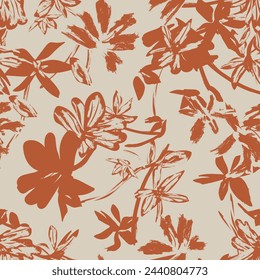 Neutral Colour Abstract Floral seamless pattern design for fashion textiles, graphics, backgrounds and crafts
