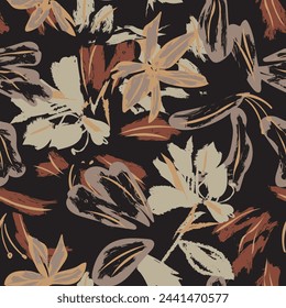 Neutral Colour Abstract Floral seamless pattern design for fashion textiles, graphics, backgrounds and crafts