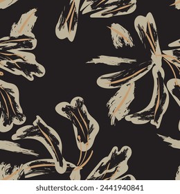 Neutral Colour Abstract Floral seamless pattern design for fashion textiles, graphics, backgrounds and crafts