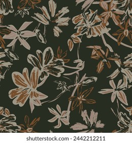 Neutral Colour Abstract Floral seamless pattern design for fashion textiles, graphics, backgrounds and crafts