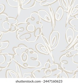 Neutral Colour Abstract Floral seamless pattern design for fashion textiles, graphics, backgrounds and crafts