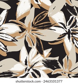 Neutral Colour Abstract Floral seamless pattern design for fashion textiles, graphics, backgrounds and crafts