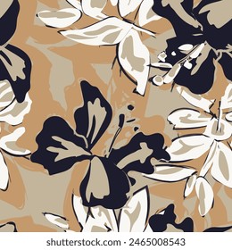 Neutral Colour Abstract Floral seamless pattern design for fashion textiles, graphics, backgrounds and crafts