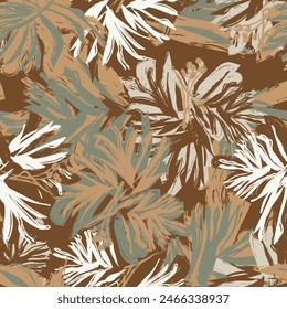 Neutral Colour Abstract Floral seamless pattern design for fashion textiles, graphics, backgrounds and crafts